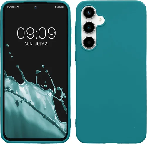Vista 154 de kwmobile Funda compatible con Samsung Galaxy A12 - Funda protectora de silicona TPU suave y delgada - Azul Báltico