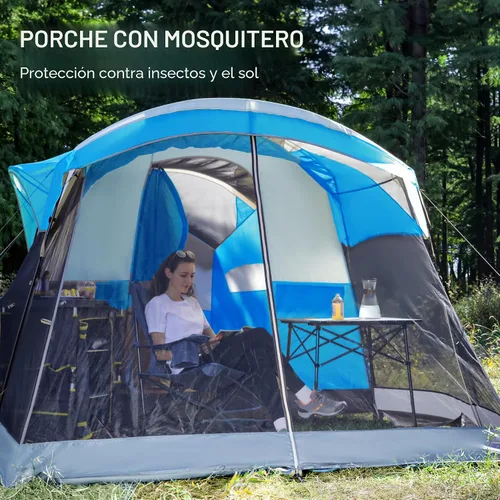 Vista 3 de PORTAL Tienda de campaña familiar para 6/8/10 personas con sala de pantalla, tienda de campaña grande resistente al agua con mosca de lluvia, tienda