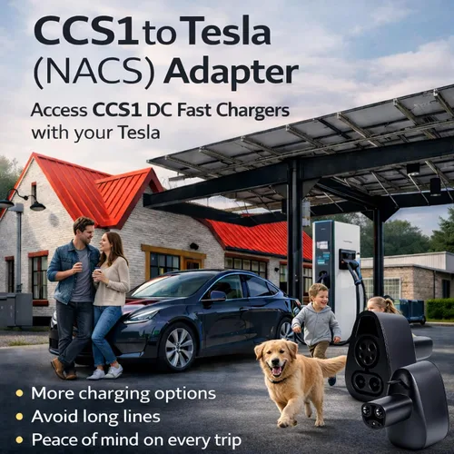 Vista 4 de Adaptador CCS1 a Tesla para el modelo 3/Y/S/X 2021+, adaptador CCS Combo 1 para vehículos eléctricos NACS habilitados para CC solo en cargador