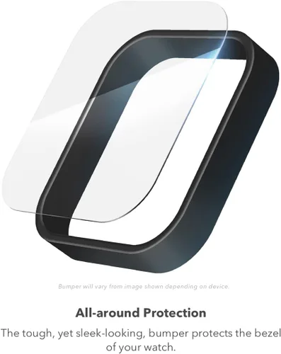 Vista 2 de ZAGG InvisibleShield Glass Elite 360 para Apple Watch SE 3/9/8/7 1.614 in/1.575 in, parachoques integrado y protector de pantalla para protección