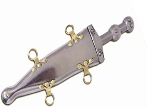 Vista 2 de Daga romana Pugio Soldados del siglo III armadura de arma lateral como espadas romas llanas con sarna de chips de oro