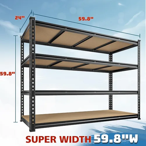 Vista 2 de DurayLoly Estantería de metal de 59.8 pulgadas de ancho de 59.8 pulgadas de alto, estantes de almacenamiento de 2200 libras, estantes de metal