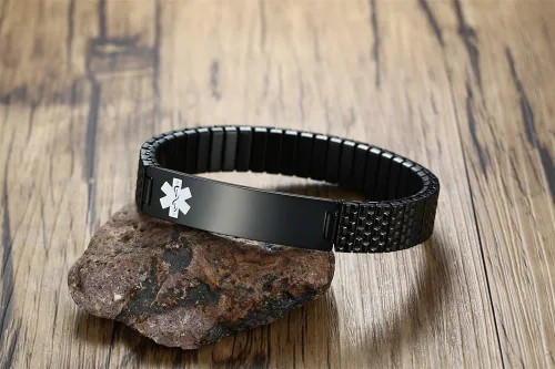 Vista 3 de VNOX Pulsera elástica de acero inoxidable chapado en oro negroplataoro para mujer y niña
