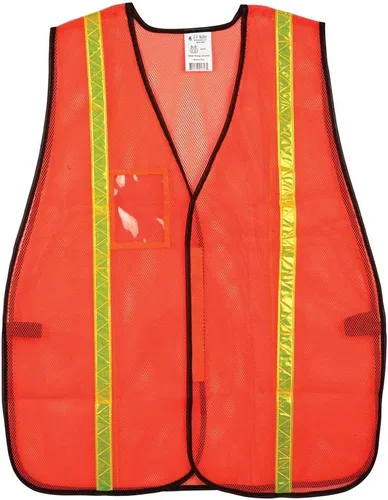 Vista 3 de JJ Keller SAFEGEAR - Chaleco de seguridad universal, malla de poliéster, 10 unidades, color naranja