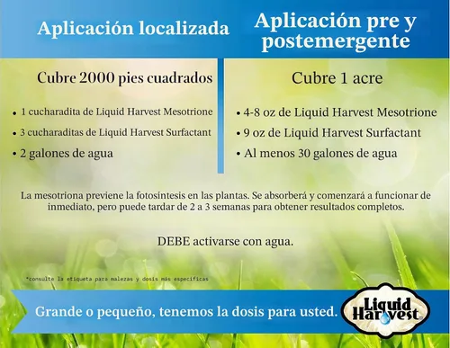 Vista 6 de Liquid Harvest Mesotrione - 8oz - Concentrado de mesotrione (comparado con Tenacity) - Mata malezas pre y post-emergente para césped y césped