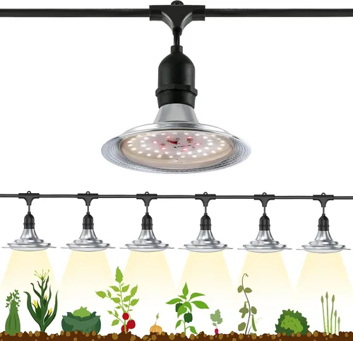 Vista 12 de Luz LED de cultivo para exteriores con temporizador, tira de luz de crecimiento de espectro completo de 6 bombillas, lámparas de plantas