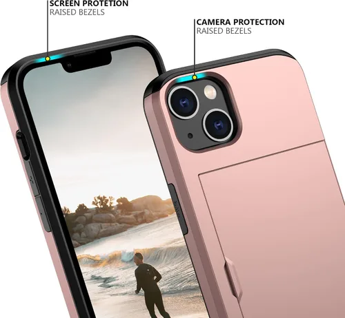 Vista 160 de Nvollnoe - Funda para iPhone 14 con tarjetero [tienda de 5 tarjetas] Negro - Almacenamiento más grande