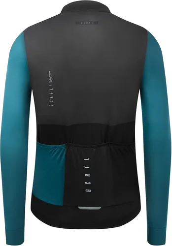 Vista 2 de GCRFL Camiseta de ciclismo para hombre, manga larga, camiseta de ciclismo de carretera, bolsillo con cremallera, ligera, ajuste profesional UPF 50+