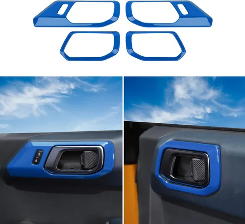 Vista 11 de RAZPOY Accesorios para Ford Bronco 2021 2022 Cubierta de manija de puerta interior Marco Adhesivo protector Decoración interior (negro)
