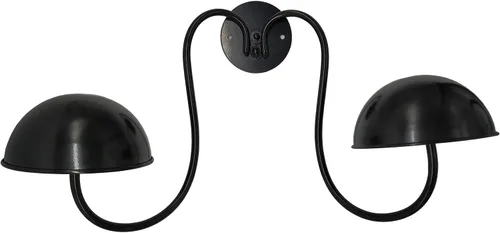 Vista 4 de Owlgift Moderno estante de metal montado en la pared para sombreros/peluca soporte de exhibición con 2 ganchos circulares para sombreros, color negro