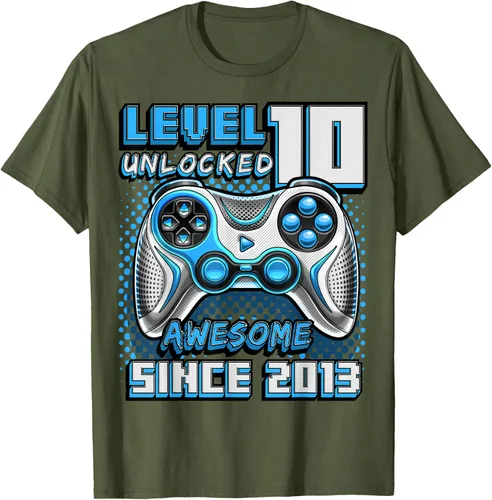 Vista 43 de Level 10 Unlocked Awesome 2013 Video Game 10th Birthday Boy T-Shirt, Negro