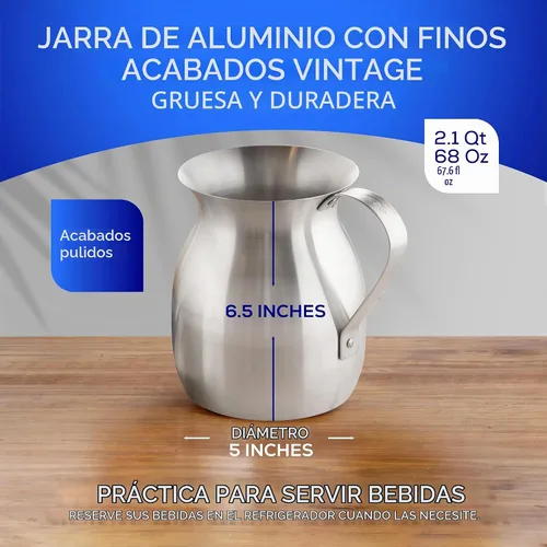 Vista 3 de Universal Chocolatera de 2.1 cuartos de galón/2 litros - Máquina de chocolate caliente de aluminio y jarra de espuma - Olleta Colombiana tradicional