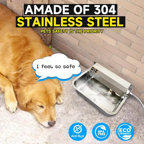 Vista 6 de Dispensador automático de agua para perros, dispensador de agua grande de acero inoxidable 304 de 2 galones para interiores/exteriores, alimentador