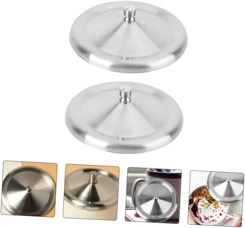 Vista 3 de Cabilock Tapa de taza de acero inoxidable de 4.8 pulgadas, resistente a fugas, para café, té, tapa portátil de retención de calor, para uso en casa