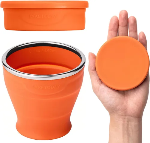 Vista 12 de TakeToday Vaso plegable de 8 oz, paquete de 2 para viajes, azul y melocotón Melocotón azul y Lowcountry
