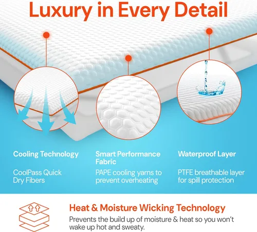Vista 5 de Dormeo Premium Twin - Protector de colchón impermeable - Enfriamiento Stain & Spill Protection With Moisture-Wicking, Breathable Fabric, Quiet