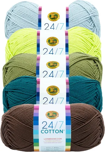 Vista 78 de Lion Brand Yarn - Hilo ligero 24/7 de algodón para tejer, hacer ganchillo y manualidades, Ámbar, paquete de 1 Light Worsted 100% Mercerized Cotton