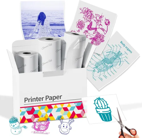 Vista 11 de Papel adhesivo térmico transparente de alta definición, impresión instantánea, compatible con papel de impresora Phomemo M02/M02
