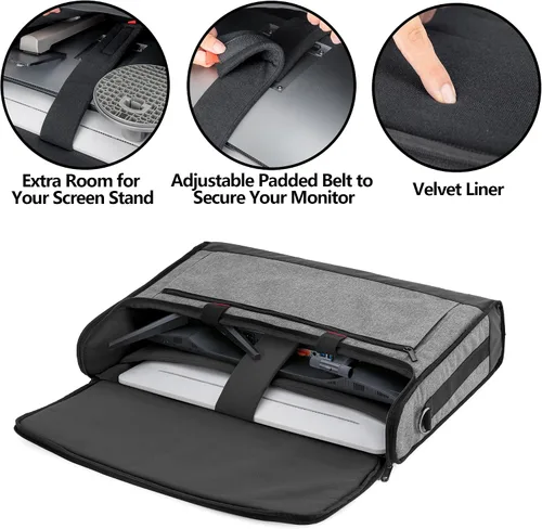 Vista 2 de Trunab Estuche de transporte para monitor de 24 pulgadas, bolsa de viaje acolchada con capacidad para hasta 2 pantallas LCD/televisores, no Gris