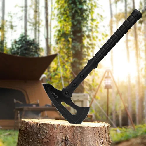 Vista 7 de Tomahawk táctico, hacha de lanzamiento con funda, hacha de camping con pincho, mango de fibra de nailon para supervivencia al aire libre Cabeza