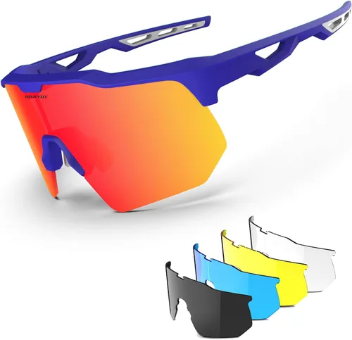 Vista 15 de HAAYOT Gafas de sol deportivas polarizadas para hombres y mujeres, jóvenes, béisbol, ciclismo, correr, softbol, ciclismo, 5 lentes