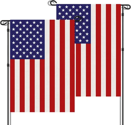 Vista 9 de URSKYTOUS Bandera de jardín americana pequeña bandera americana de doble cara de 12 x 18 pulgadas, resistente a la intemperie, banderas patrióticas