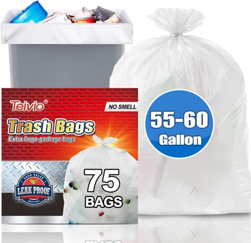 Vista 36 de Teivio - Bolsas de basura medianas de 5 galones, 50 unidades, bolsas de basura para baño, bolsas de plástico para el hogar, oficina, cocina