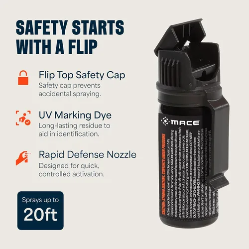 Vista 2 de Gel de Pimienta Mace - Fuerza Máxima de la Policía OC con Tinta UV, Sin Retroceso por Viento, Protección de Largo Alcance hasta 25 Pies, Serie