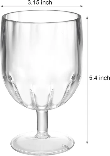 Vista 3 de Paquete de 8 copas de vino de plástico con tallo, copas transparentes irrompibles de 12 onzas, copas de vino reutilizables, sin BPA, a prueba