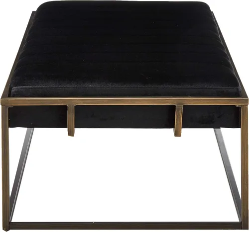 Vista 5 de Christopher Knight Home Vassy Modern - Banco otomano de terciopelo con acabado de latón, color negro