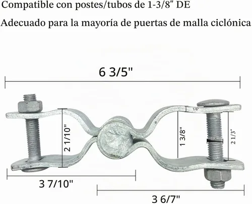 Vista 2 de Bisagra de poste de puerta de valla de enlace de cadena de 1-3/8 pulgadas, cerca galvanizada, 4 piezas para marcos de panel de tubería de 1.2