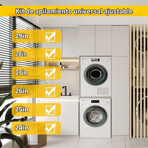 Vista 6 de Kit de apilamiento universal para lavadora y secadora, kit de apilamiento universal reforzado para lavadora y secadora de carga frontal de 24 a 29