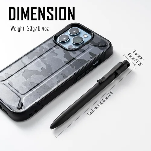 Vista 6 de KeyUnity KP01BK Bolt Action EDC Pen con clip, bolígrafo de bolsillo de titanio para transporte diario (negro)