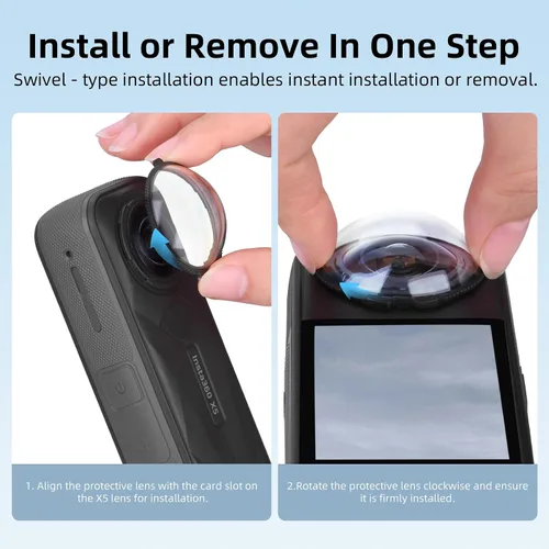 Vista 5 de Protector de lente X5 Premium para Insta360 X5, cubierta protectora de lente de vidrio templado de alta transparencia para cámara protectora Insta