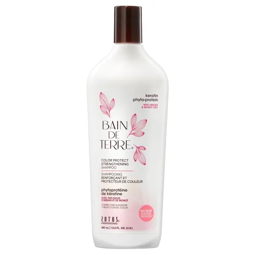 Vista 9 de Bain de Terre Champú fortalecedor de queratina fito-proteína para proteger el color, fortalecimiento seguro para cabello débil y dañado, sin