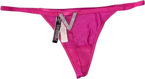 Vista 2 de Victoria's Secret Bombshell Rhinestone Shine V-string Panty Color Fucsia Nuevo