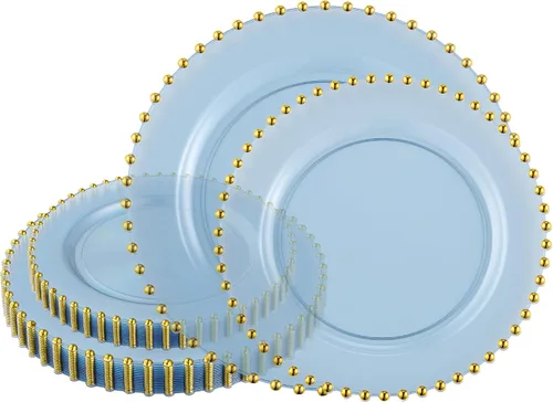 Vista 39 de Plasticpro - Juego de platos combinados de 32 piezas de plástico para cena, platos desechables de plástico elegantes y resistentes para fiestas de 7