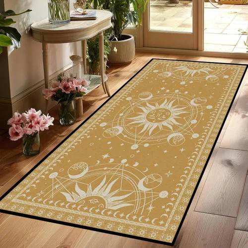 Vista 26 de Alfombra de Sol y Luna Boho Alfombras de Área Celestiales para Dormitorio Residencia Universitaria Sala de Estar Bohemia Oculta Creciente Solar