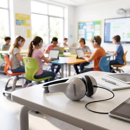 Vista 5 de Koss UR10 - Auriculares educativos, color plateado, para niños y todas las edades, con cable Negro