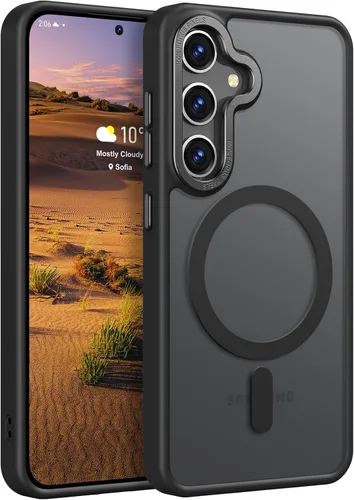Vista 13 de Rayboen Funda para Samsung Galaxy S24 Plus, funda S25 Plus, Sensación de Piel Esmerilada Translúcida Parte Trasera de PC Duro Borde de Silicona