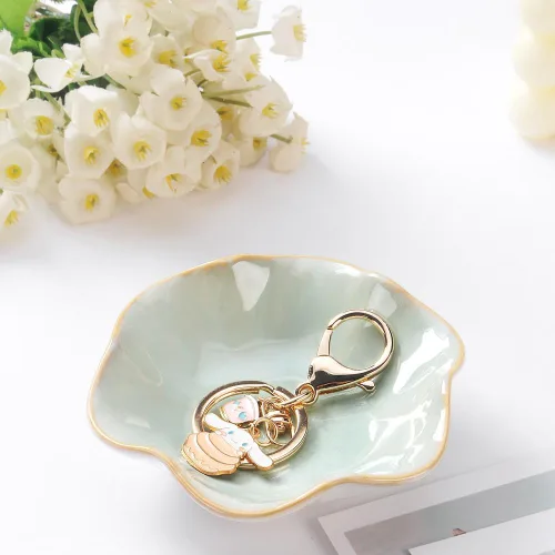 Vista 3 de 2 platos para anillos, cuenco pequeño para llaves, bandeja de cerámica para joyas, organizador de collares, aretes para mamá, amiga, hermana, todas
