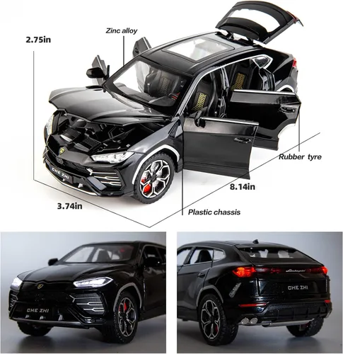 Vista 2 de BDTCTK 1:24 Lambo Urus Modelo de coche, Diecast Pull Back Car Toy Car, Puertas abiertas, Luz y sonido, Juguetes para niños Niños Adultos Regalos