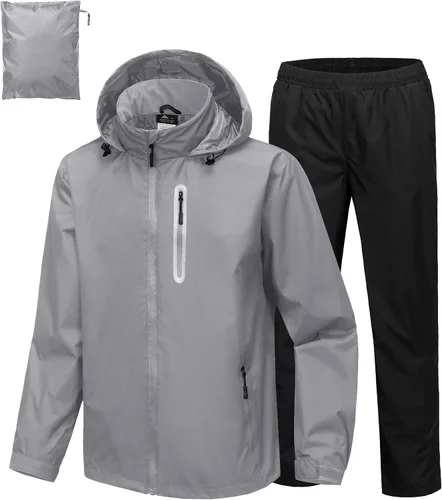Vista 13 de Traje de lluvia de golf impermeable para hombre, equipo de lluvia, chaqueta y pantalón para exteriores, ligero, impermeable con capucha Pantalones