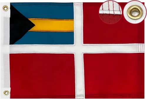 Vista 24 de Bandera de las Bahamas de 12 x 18 pulgadas para barco, banderas de colores vivos del Caribe Bahameño con 2 ojales de latón, banderas pequeñas