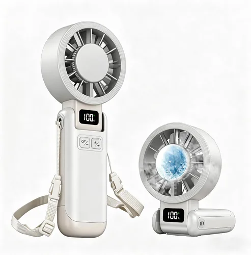 Vista 10 de VanSmaGo Ventilador de refrigeración de hielo turbo portátil de mano, velocidad (1-100) ventilador personal recargable [3600 mAH] Mini ventilador