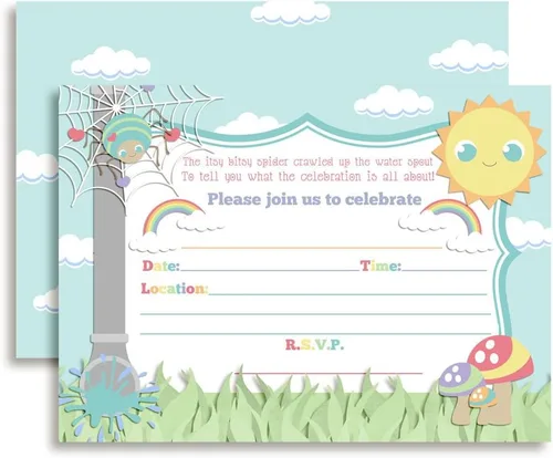 Vista 10 de Amanda Creation Noahs Ark - Invitaciones para baby shower, paquete de 20 invitaciones de cumpleaños de 5 x 7 pulgadas con sobres blancos, tarjetas