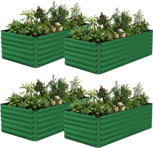 Vista 16 de NAVINE Cama de jardín elevada de 8 x 4 x 2 pies, macetas elevadas de metal grande, macetas para plantas al aire libre para verduras, flores