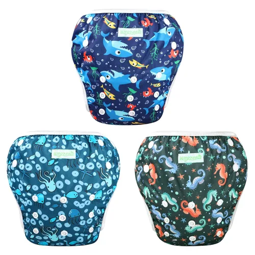 Vista 20 de Wegreeco - Pañal de natación reutilizable para bebés y niños pequeños, talla única Estrella de mar