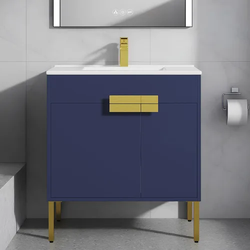 Vista 15 de Blossom Mueble de baño con fregadero de cerámica, roble clásico, 24 Classic Oak