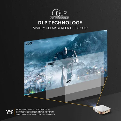 Vista 4 de KODAK Luma 350 proyector inteligente portátil con aplicación Luma Proyector de video recargable Ultra HD con Android 6.0 integrado, aplicaciones